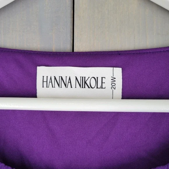 Hanna Nikole Purple Midi Dress Plus‎ Size 20W Empire waist Flutter Sleeve - Picture 6 of 7